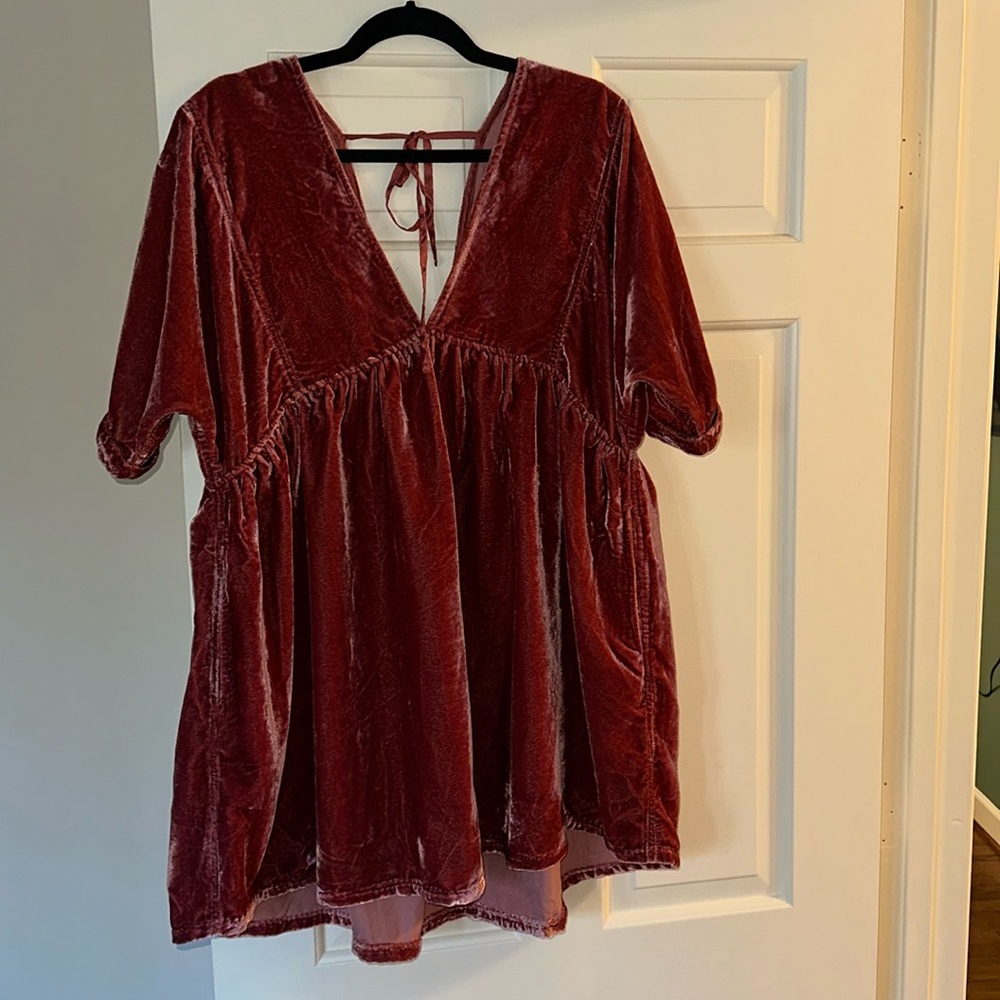 Free People Mauve Velvet Mini Dress